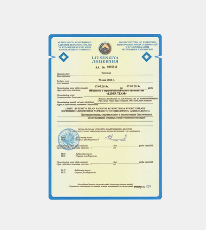 License for the design, construction and operation of local telecommunications networks